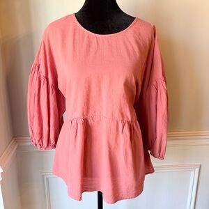 A New Day Puff Sleeve Peplum Top